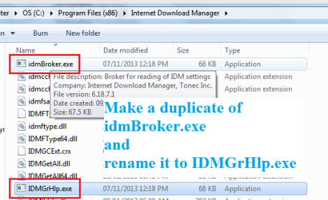 make a duplicate of idmBroker.exe and rename it to IDMGrHlp.exe.
